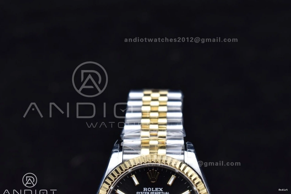 Markers Bracelet DateJust YG 31 316L Steel on GSF Stick 278273 President Ladies Black Dial 0120